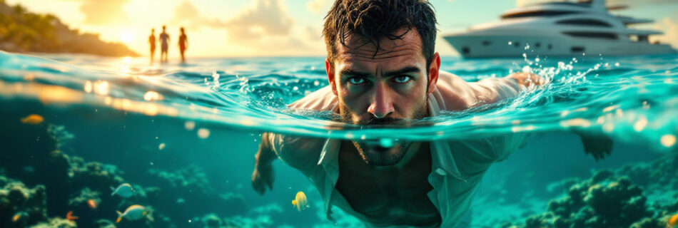 découvrez l'incroyable histoire d'un homme qui, poursuivi pour une dette de casino de 16 000 dollars, tente le tout pour le tout en se lançant dans une audacieuse évasion à travers les eaux turquoise des caraïbes. suspense et aventure garantis !